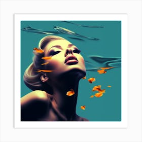 Beautiful Woman Underwater Art Print