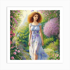 Girl In A Garden 15 Art Print