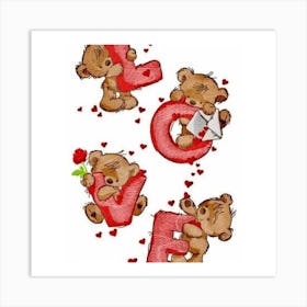 Teddy Bears Love Art Print