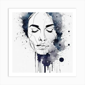 Night sky-ink splatter art Art Print