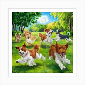 Dogs In The Park 1 Art Print