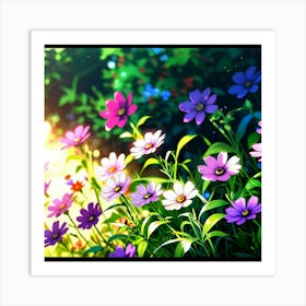 Default Happy Flowers Art Print 3 Art Print