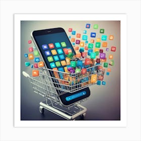 Shopping Cart With Mobile Apps Art Print