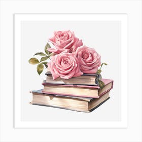 Roses On Books 10 Art Print