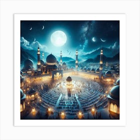 Muslim Mosque At Night 1 Art Print