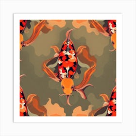 Koi Fish Seamless Pattern 5 Art Print