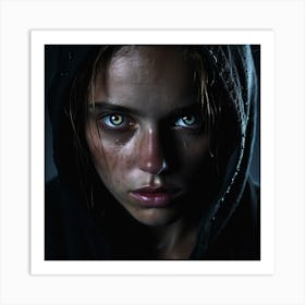 Girl In A Hoodie Art Print