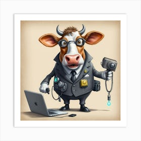 Cow In A Suit 7 Art Print