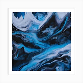 Swirling Blues Fantasy Landscape Art Print