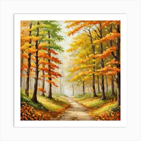 Forest In Autumn In Minimalist Style Square Composition 289 Art Print