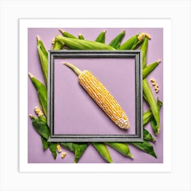 Frame With Corn On Purple Background Art Print