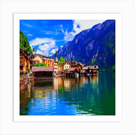 Hallstat, beautiful alpine village in the lakeside, austria Art Print