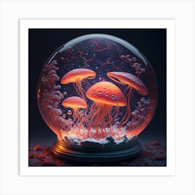 Jellyfish in Snowglobe Art Print