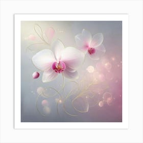 Orchids On A Pink Background Art Print