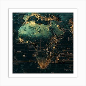 Futuristic World Map Art Print