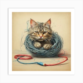 Cat In A Nest Art Print