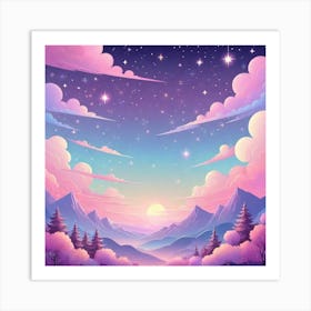 Sky With Twinkling Stars In Pastel Colors Square Composition 185 Art Print