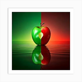 Firefly Apple, Red, Green, Yin Yang, Symbol, Light, Reflection, Surface, Balance, Harmony, Contrast, (11) Art Print