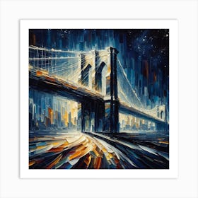 Brooklyn Bridge At Night Art Print