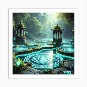 A Serene And Mystical View Of The Dragon Pools Art Print