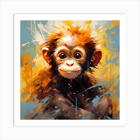 Abstract Colorful Happy Orangutan Baby Art Print