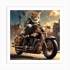 biker cat Art Print