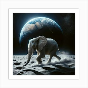 An Elephant On The Moon Art Print