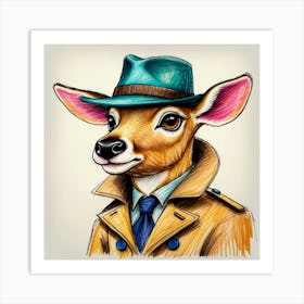 Deer In A Coat Art Print