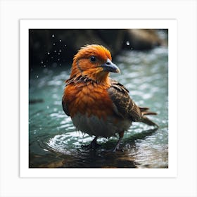 Bird In Water Art Print