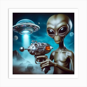 Alien With Gun Art Print