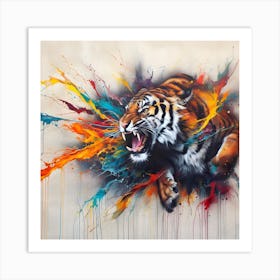 Tiger Splash Color Art Print