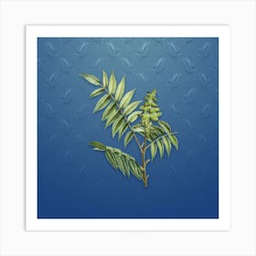Vintage Staghorn Sumac Botanical on Bahama Blue Pattern n.0312 Art Print