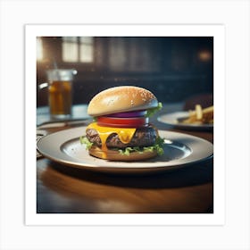 Hamburger On A Plate 100 Art Print