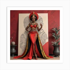 Pikaso Texttoimage Comic Style Beautiful Africanpowerful Queen Warrio Art Print