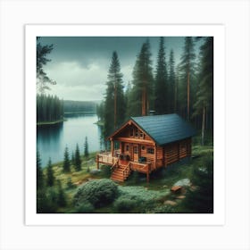 Cabin In The Forest Art Print