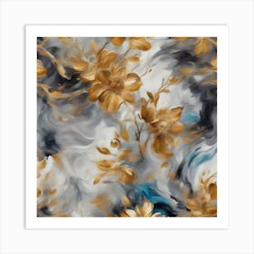 Gold Flowers Art Print