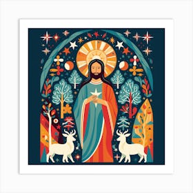 Jesus In The Forest 1 Art Print