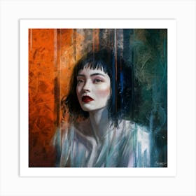 Contemplative Beauty Expressive Portrait (2) Art Print