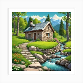 Cottage In The Woods 5 Art Print