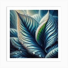 Water Droplets On A Leaf Art Print