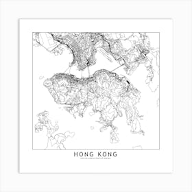 Hong Kong Map Line Art Print