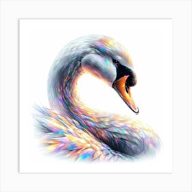 Swan Head Color Effect Drawing - Wild Bird Artwork 147 Art Print