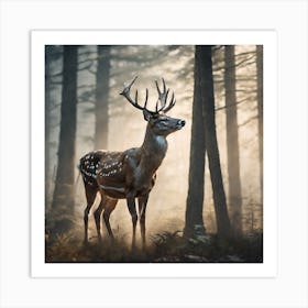 Deer In The Forest Haze Ultra Detailed Film Photography Light Leaks Larry Bud Melman Trending (74) Art Print