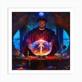 Wizard With A Crystal Ball Art Print