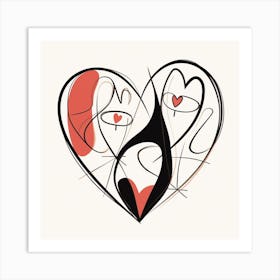 Heart Eyes Line Illustration Art Print