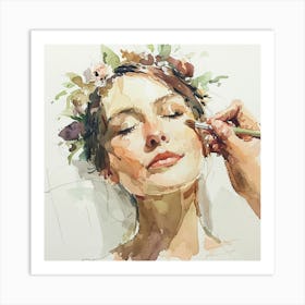 Watercolor Bride Getting Ready 1718372375 2 Art Print