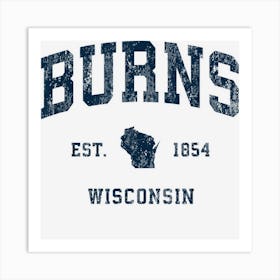 Burns Wisconsin Wi Vintage Athletic Navy Sports Design Art Print