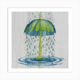 Umbrella In The Rain Art Print