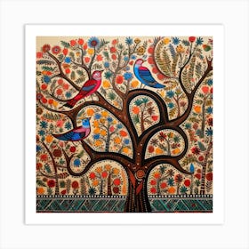 Birds In The Tree By artistai Art Print