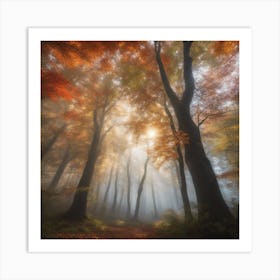 Foggy Autumn Forest Art Print